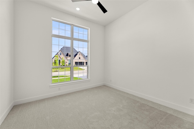4201 Linear, Prosper, TX 75078 - empty room featuring plenty of natural light, carpet floors, baseboards, a ceiling fan, and recessed lighting