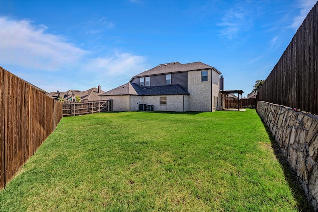 view of yard with a fenced backyard