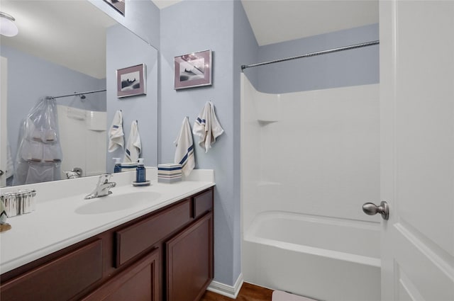 bathroom with vanity and shower / bathtub combination