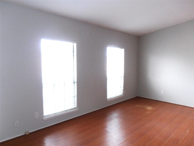 spare room featuring plenty of natural light and wood finished floors