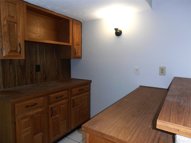 kitchen with brown cabinetry