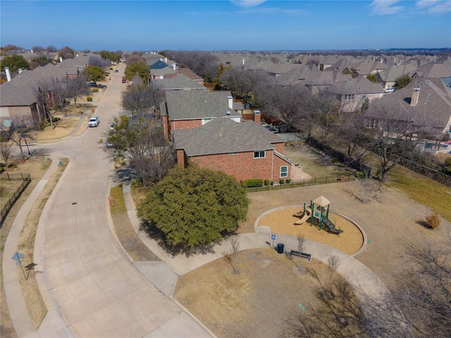 bird's eye view with a residential view