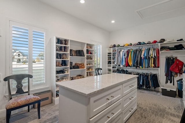 spacious closet with attic access