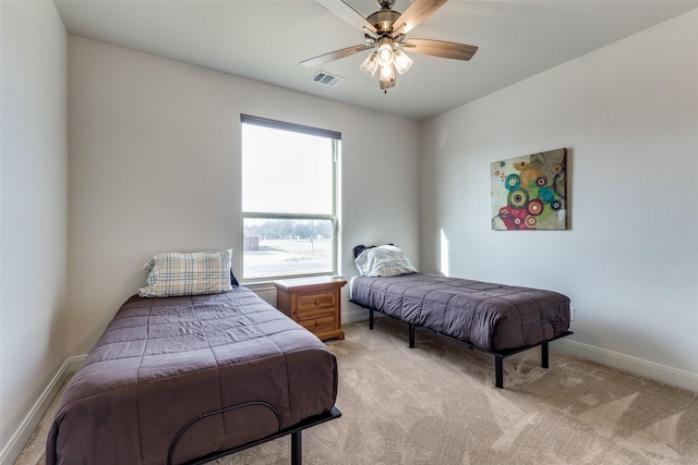 648 Half Moon Way, Runaway Bay, TX 76426 - bedroom featuring baseboards, light colored carpet, and ceiling fan