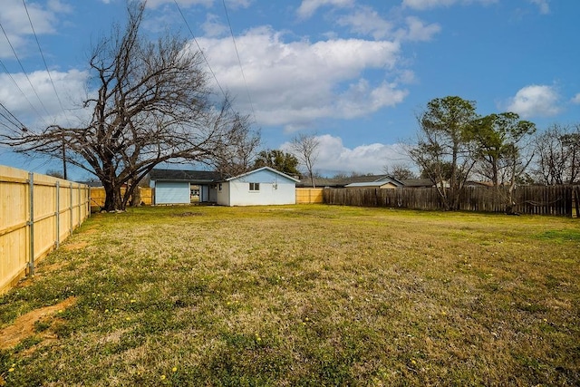 view of yard featuring a fenced backyard