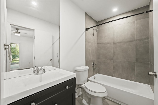 full bath with  shower combination, vanity, and toilet