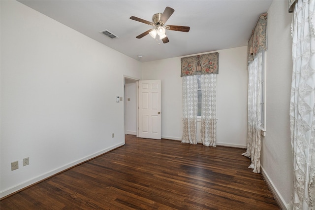 4705 El Campo Ave, Fort Worth, TX 76107 - empty room featuring baseboards, visible vents, ceiling fan, and wood finished floors