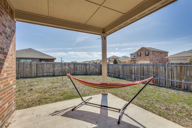 view of yard featuring a fenced backyard and a patio