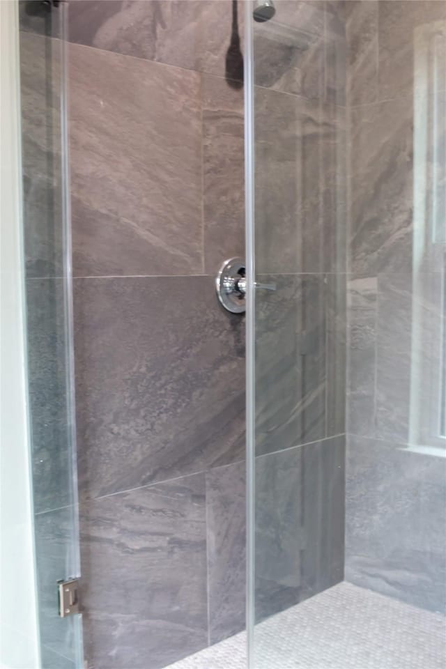 bathroom with a shower stall