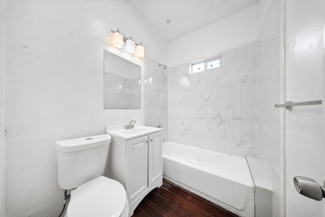 229 W Jerden, Dallas, TX 75208 - bathroom featuring vanity, shower / bathing tub combination, wood finished floors, and toilet