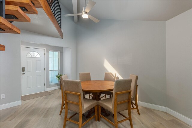 676 Harbor Dr, Azle, TX 76020 - dining space with light wood-style flooring, baseboards, and a ceiling fan