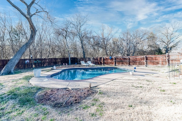 view of swimming pool with a fenced backyard and a fenced in pool