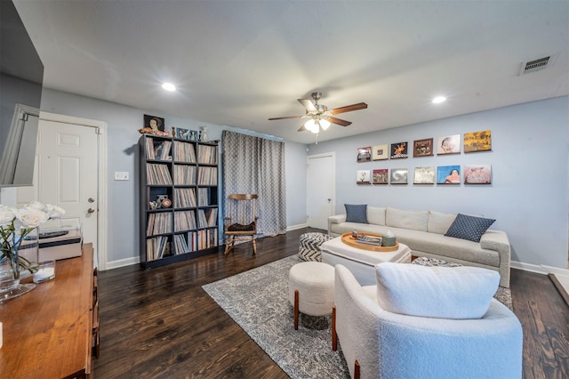 1216 Fuller Dr, Dallas, TX 75218 - living room with baseboards, ceiling fan, and visible vents