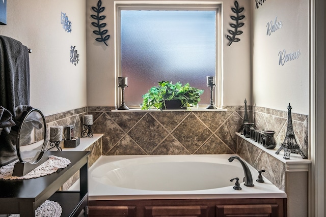 bathroom with a garden tub