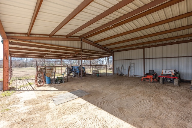 interior space featuring metal wall