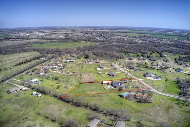 bird's eye view with a rural view