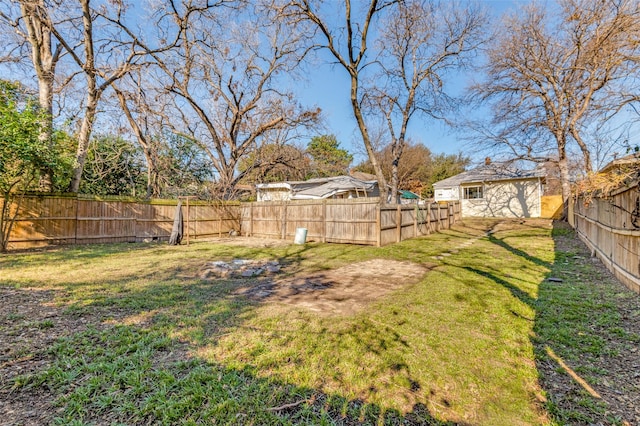 view of yard featuring a fenced backyard