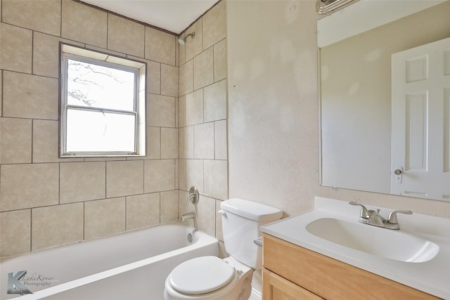 full bathroom with vanity, toilet, and shower / bathtub combination