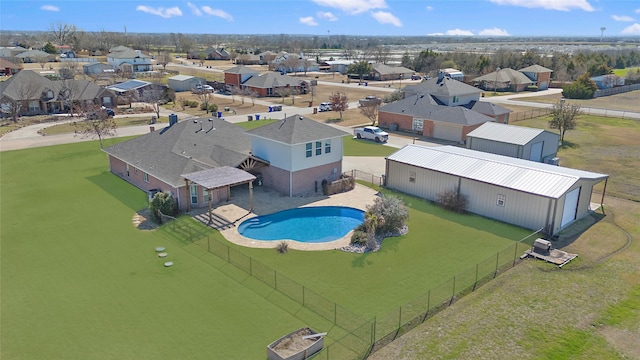 aerial view with a residential view