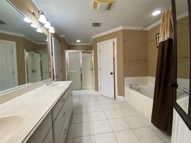 full bath with tile patterned flooring, visible vents, and a sink