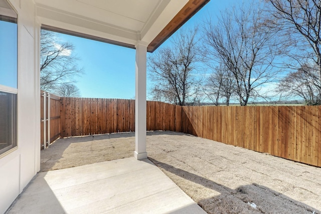 view of patio with a fenced backyard