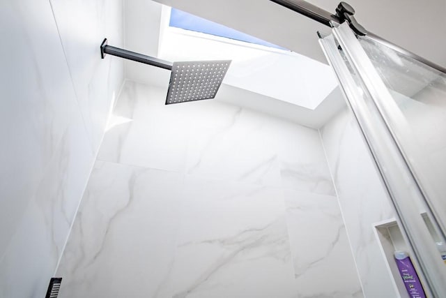 interior details with a marble finish shower