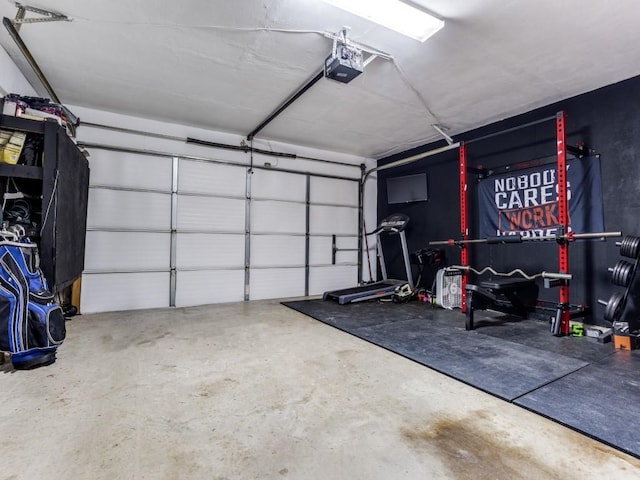 garage with a garage door opener