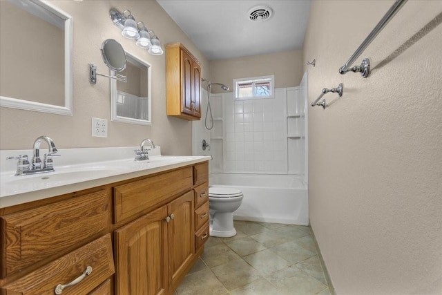 bathroom with washtub / shower combination, tile patterned flooring, a sink, and visible vents