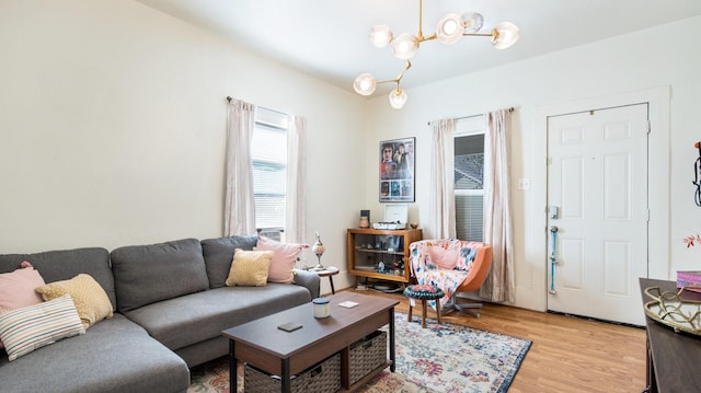 living room with light wood-type flooring