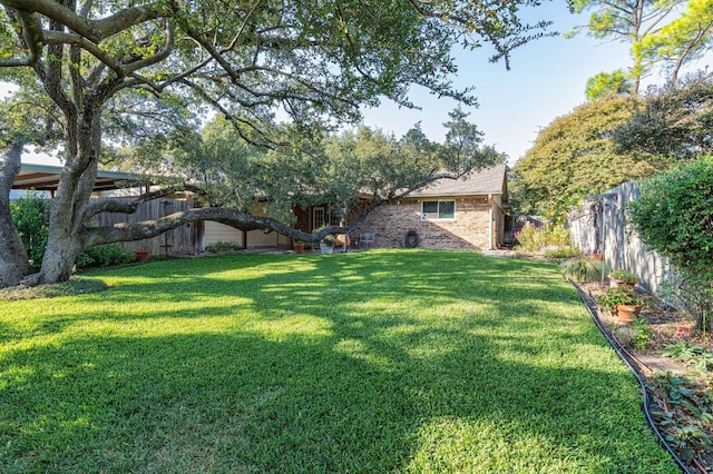 view of yard featuring a fenced backyard