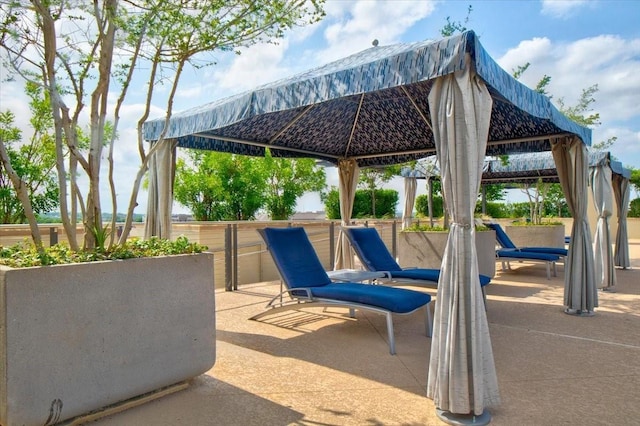 view of patio / terrace featuring a gazebo