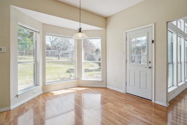 unfurnished dining area with light wood-style floors and plenty of natural light