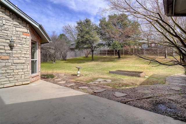 view of yard with a patio and a fenced backyard