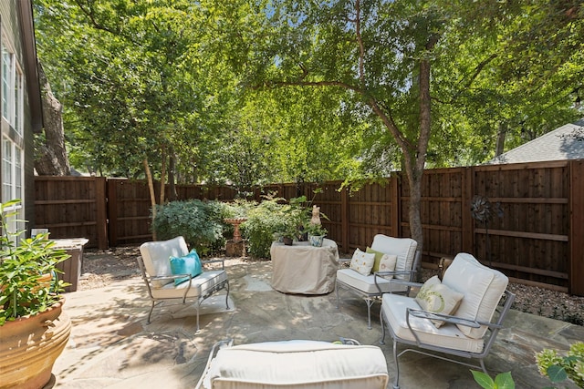 view of patio with a fenced backyard