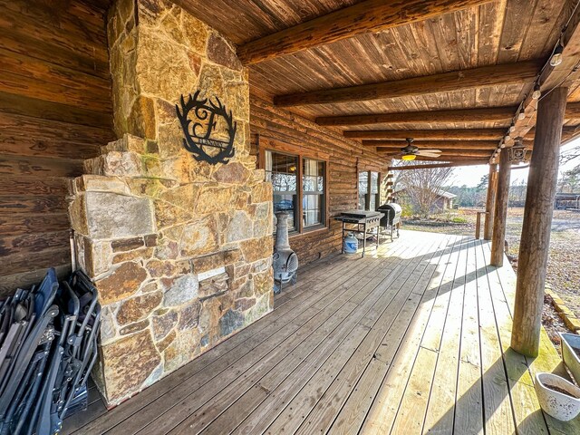 2626 County Road 2621, Marietta, TX 75566 - wooden deck featuring ceiling fan