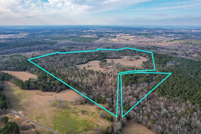 drone / aerial view with a rural view and a view of trees