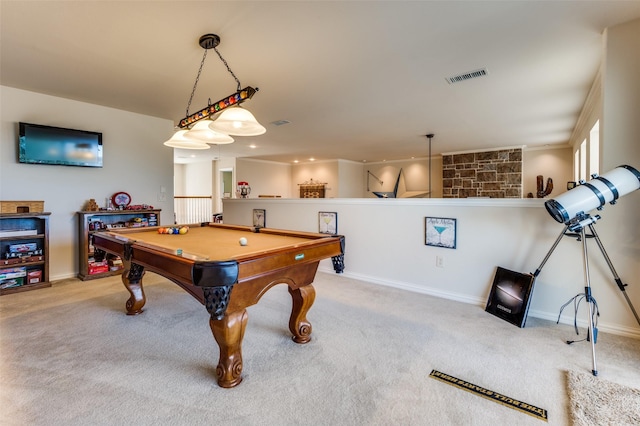 8912 Landmark Ln, Denton, TX 76207 - recreation room with carpet, pool table, and baseboards