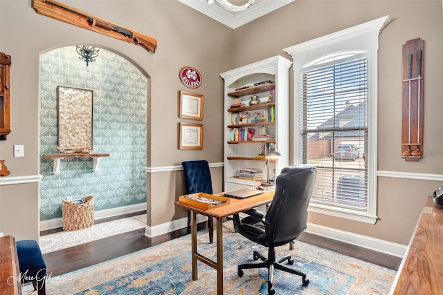 162 Captain Hm Shreve, Shreveport, LA 71115 - office space featuring baseboards, wood finished floors, and crown molding
