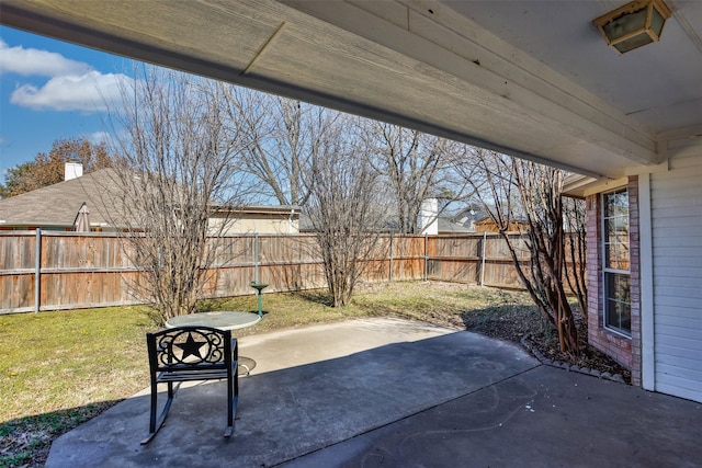 view of patio featuring a fenced backyard