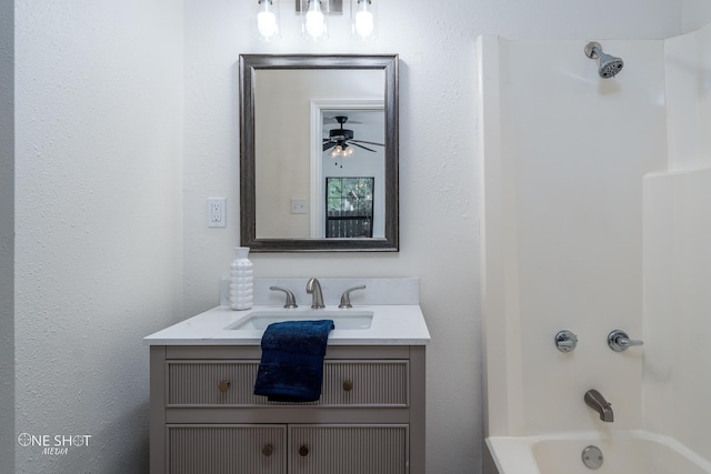 full bathroom featuring vanity and bathing tub / shower combination