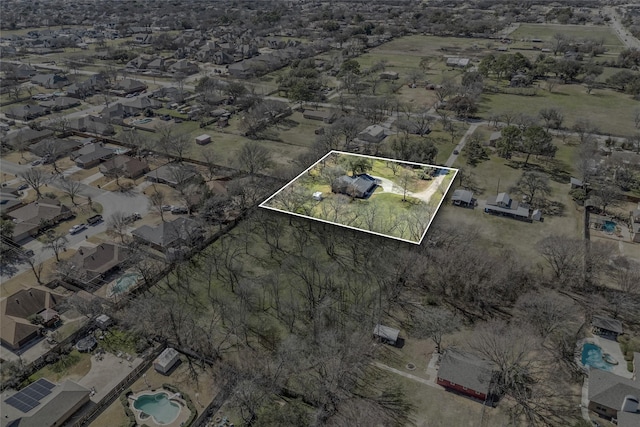 bird's eye view with a residential view