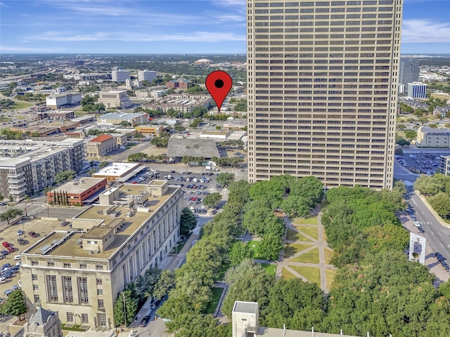 drone / aerial view featuring a city view