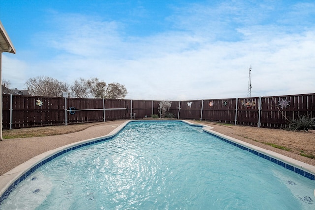 view of pool featuring a fenced backyard and a fenced in pool