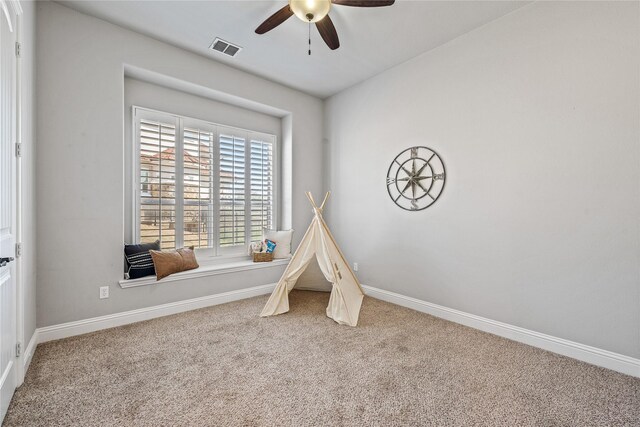 6055 The Resort Blvd, Fort Worth, TX 76179 - rec room with ceiling fan, carpet floors, and baseboards
