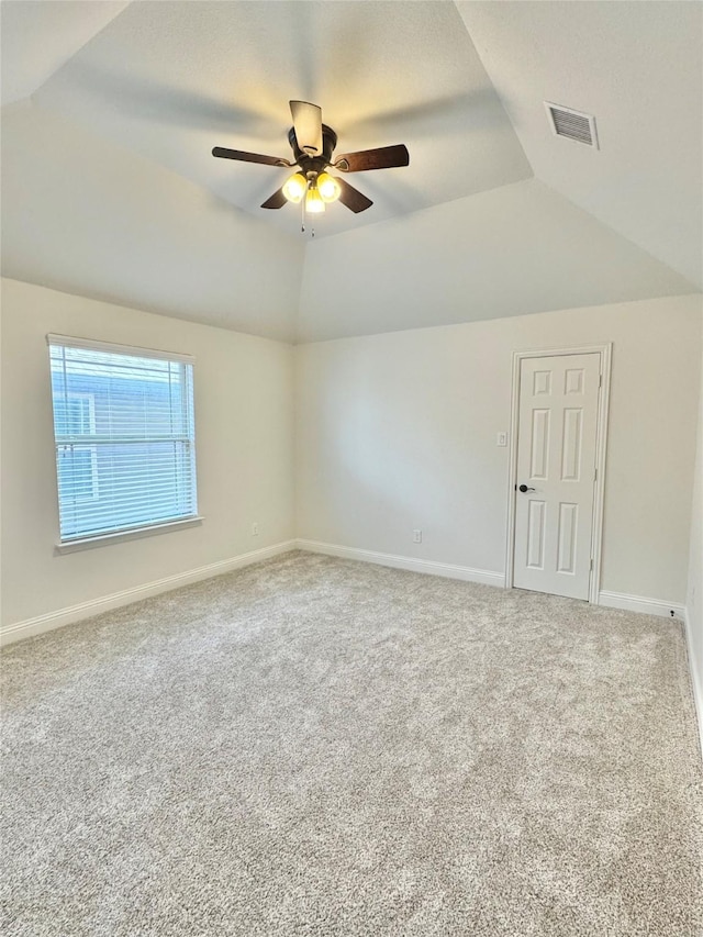 6025 Pine River Ln, Fort Worth, TX 76179 - carpeted spare room with lofted ceiling, a ceiling fan, and baseboards