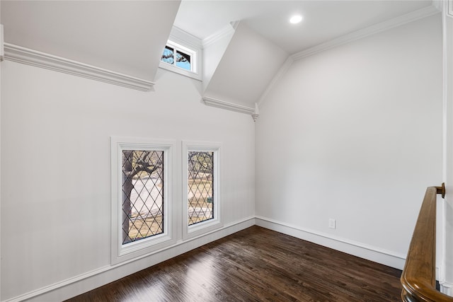 1717 Buckingham Dr, Keller, TX 76262 - spare room with crown molding, dark wood-style flooring, baseboards, and recessed lighting