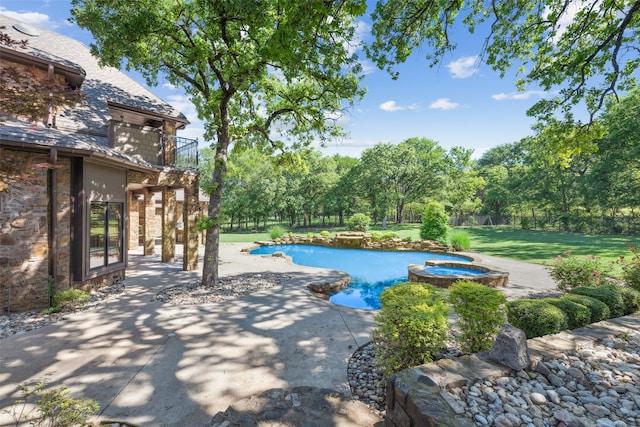 1717 Buckingham Dr, Keller, TX 76262 - view of swimming pool with a patio area, a yard, and a pool with connected hot tub