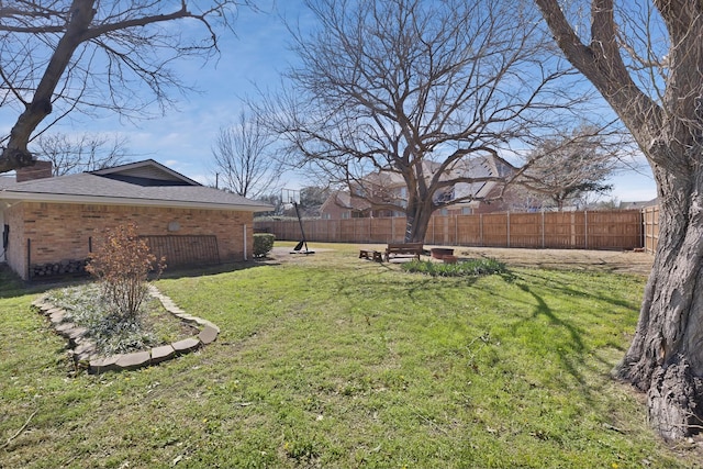 view of yard featuring a fenced backyard