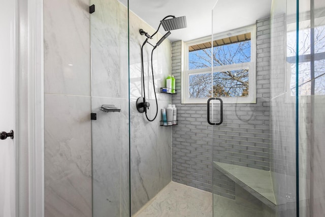 full bathroom featuring a shower stall