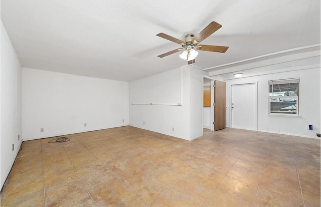 interior space with a ceiling fan